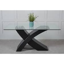 Black 160cm Small Glass Dining Table