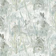 dune hares fabric in mist blue pebble