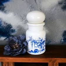 Vintage Milk Glass Jar Asian White And