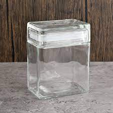 Large Rectangle Glass Jar With Lid