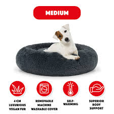 Nearly 200 reviews discuss the removable cover on this petmaker dog bed. Beds Pet Supplies Med Grey Plush Removable Cover Premium Calming Nest Bed The Dog S Bed Sound Sleep Donut Dog Bed