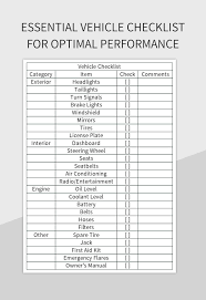 free vehicle checklist templates for