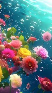 flowers under the water iphone wallpaper