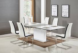 The rectangle table shape will easily fit in your dining room. Best Master U626 7pc Wht 7 Pc Everett Glossy White Finish Wood Modern Dining Table Set