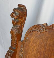 antique lion head oak throne chair
