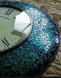 Pier1 Peacock Teal Mosaic Clock For