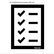 us traditional anniversary gift list