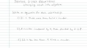 Solving Two Step Equations Math