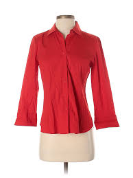 Details About Nwt Lafayette 148 New York Women Red 3 4 Sleeve Button Down Shirt 4 Petite
