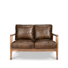 reid 2 seater brown leather natural