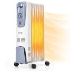 1500W Electric Oil Filled Radiator Space Heater 7-Fin Thermostat Room Radiant CYW50204 Costway