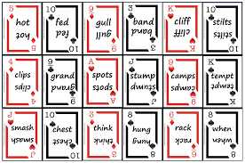 You can work on tricky words, words from reading books, words with specific sounds, cvc allow your children to write 8 cvc, cvcc, ccvc words to develop their phonological awareness and this is an example of our one minute phonics task. Playing Cards Spelfabet