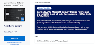 Marriott offers four credit cards that you can use to earn marriott bonvoy points on everyday spend. Expired Public Referral Offer American Express Marriott Bonvoy Brilliant 125 000 Point Sign Up Bonus 200 Restaurant Credit Last Day Doctor Of Credit