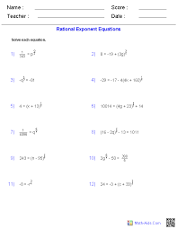 Algebra 2 Worksheets Radical