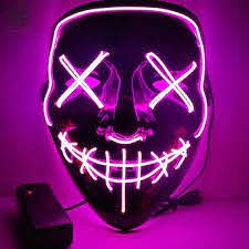 Luxtrada Halloween Led Glow Mask El Wire Light Up The Purge Movie Costume Party Aa Battery Pink Walmart Com Walmart Com