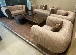 Wood Rectangular Seven Seater Sofa Set
