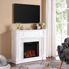 Southern Enterprises Rochester 48 In W Faux Cararra Electric Media Fireplace In White