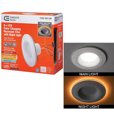 Kichler's led recessed lighting fixtures are a welcome change from the traditional can type recessed lighting fixture. Commercial Electric 6 In Selectable Cct Integrated Led Recessed Light Trim With Night Light Feature 670 Lumens 11 Watt Dimmable 53804101 The Home Depot