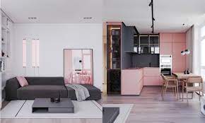 interior design using pink grey