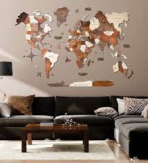 Buy 3d World Map Wooden Wall Art M