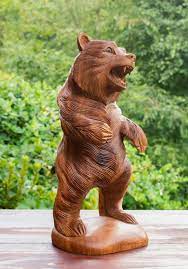 Wooden Hand Carved Grizzly Bear