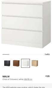 Ikea Malm 3 Drawer Dresser Including