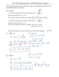 6 3 Trig Equations With Multiple Angles