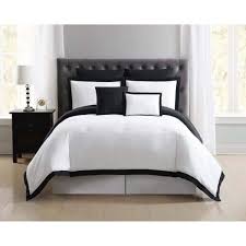 Truly Soft Everyday Hotel Border 7 Piece Comforter Set White Black Full Queen