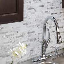 Aspect glass backsplash tiles beautifully update your kitchen or bath, or anywhere you want to add aspect glass tiles are made from 50 percent recycled materials (100% recyclable) so they're an. Aspect 11 75 In X 12 In Metal And Composite Peel And Stick Backsplash In Marble Shine Ac005 The Home Depot