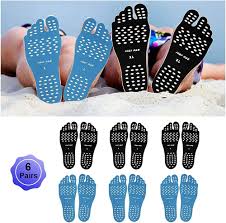 Buy Beach Foot Pads Barefoot Adhesive Invisible Shoes Stick on Foot Pad  Stickers Stick on Soles Anti-Slip Waterproof Silicone Unisex Footing Pad  For Surfing Yoga Swimming 6 Pack Black Blue 7-9.5 Size