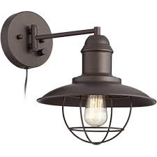 Franklin Iron Works Industrial Swing Arm Wall Lamp Bronze Plug In Light Fixture Metal Cage For Bedroom Bedside Living Room Reading Target