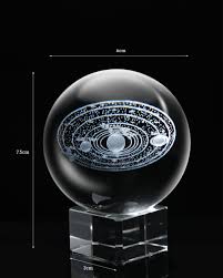 Laser Engraved Solar System Crystal Ball 3d Miniature