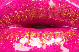 glamour fashion bright pink lips gloss
