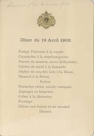 Diner Du 19 Avril 1903 Dinner Menu Invitation Seating Chart And Music Program Of The Imperial Court Of The Austrian Double Monarchy By Menu