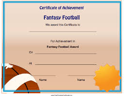 Fantasy Football Achievement Printable Certificate
