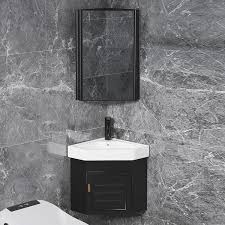 Black Floating Corner Bathroom Vanity