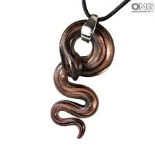 Snake Pendant Black Original Murano Glass