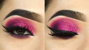 pink glitter eye makeup look simple