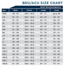 Propper Bdu Size Chart Www Bedowntowndaytona Com