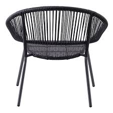 Round Wicker Outdoor Lounge Chair Black