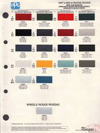 Land Rover Paint Chart Color Reference