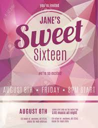 Sweet Sixteen Party Invitation Flyer Template Design