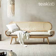 rustic rattan sofa in teak frame