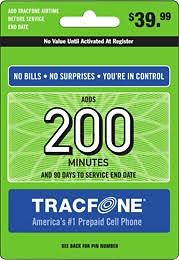 tracfone 200 minute prepaid wireless