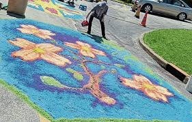 colorful sawdust carpets at new venue