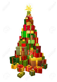 Pile De Cadeaux Ou De Cadeaux Empilés En Forme De Sapin De Noël Clip Art  Libres De Droits , Vecteurs Et Illustration. Image 11070679.