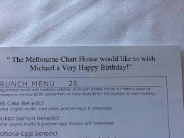 Personalized Happy Birthday Menu Picture Of Chart House