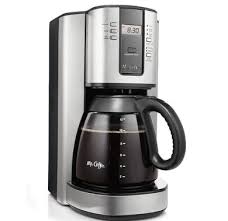 A programmable coffee maker will brew coffee at a specific time. Mr Coffee Black 12 Cup Programmable Coffeemaker Mr Coffe Filter Coffee Machines