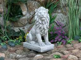 Lion Figurine Garden Statue Concrete