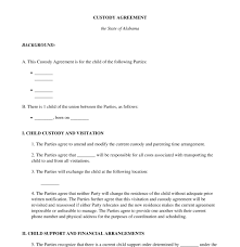 The court makes custody decisions in the best interest of the child. Child Custody Agreement Template Word Pdf